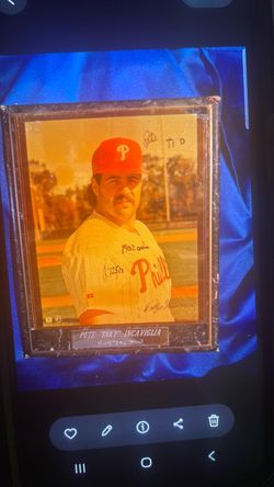 Pete 'Inky' Incaviglia Signed Philadelphia Phillies Photo Plaque