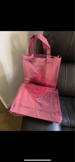 Pink Metallic Reusable Tote Bags Set