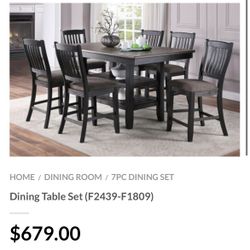 Brown Counter Height Dining Table Set