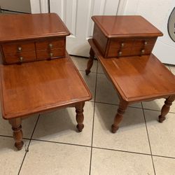 Vintage Pair Of Mid Century Modern  Two Tier End Tables