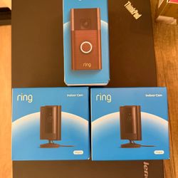 Ring Security Bundle – Battery Doorbell + 2 Indoor Cams – NEW