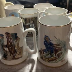 Norman Rockwell Mugs&Plates Lot