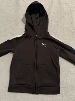 Puma Black Kids Zip-Up Hoodie with White Puma Logo