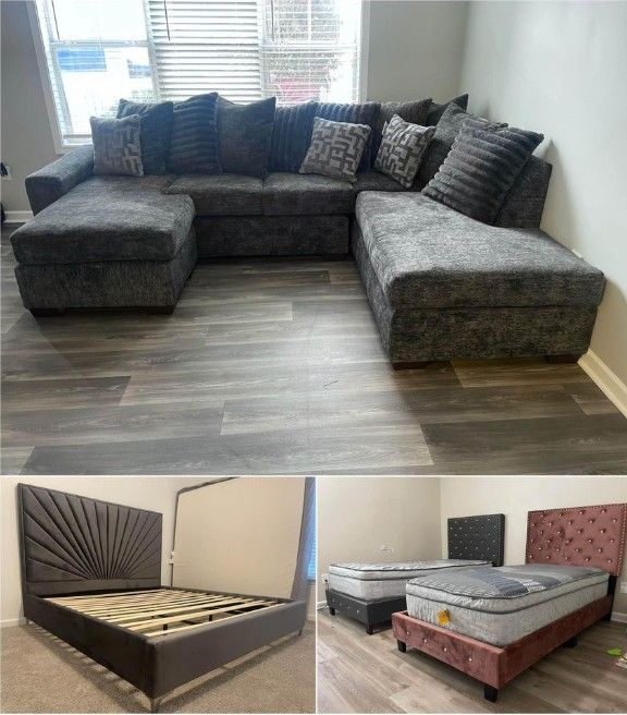 OVERSIZED SECTIONAL, KING SIZE BED, 2 TWIN BEDS AND MATTRESSES..1875!! DELIVERY INCLUDED!! for