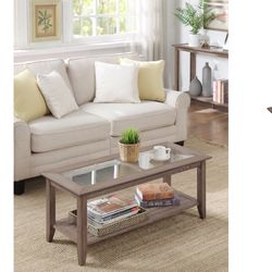 High Quality Tempered Glass Top New in Box Wooden Coffee Table