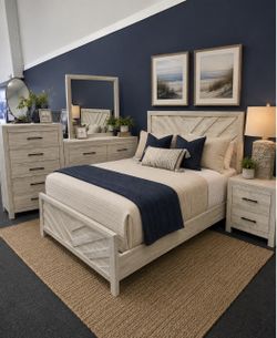 Whitewash Wood Bedroom Furniture Set