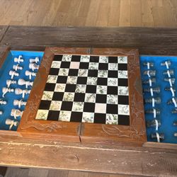 Chinese Asian Chess Board Game Set - With Marble Pieces