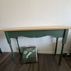 Green Console Table With Wood Top - $30
