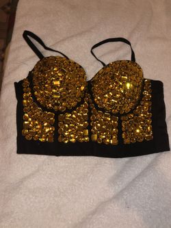 Golden color rim stones bustier