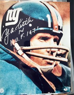 Y.A. Tittle Autographed 8x10 Photo – HOF 1971 Inscription – New York Giants