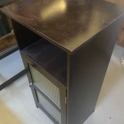 Side Table Black W/ Glass Windows $20