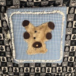 Vintage 1980s Handmade Cloth Fabric Teddy Bear Photo Album Nursery Baby Book