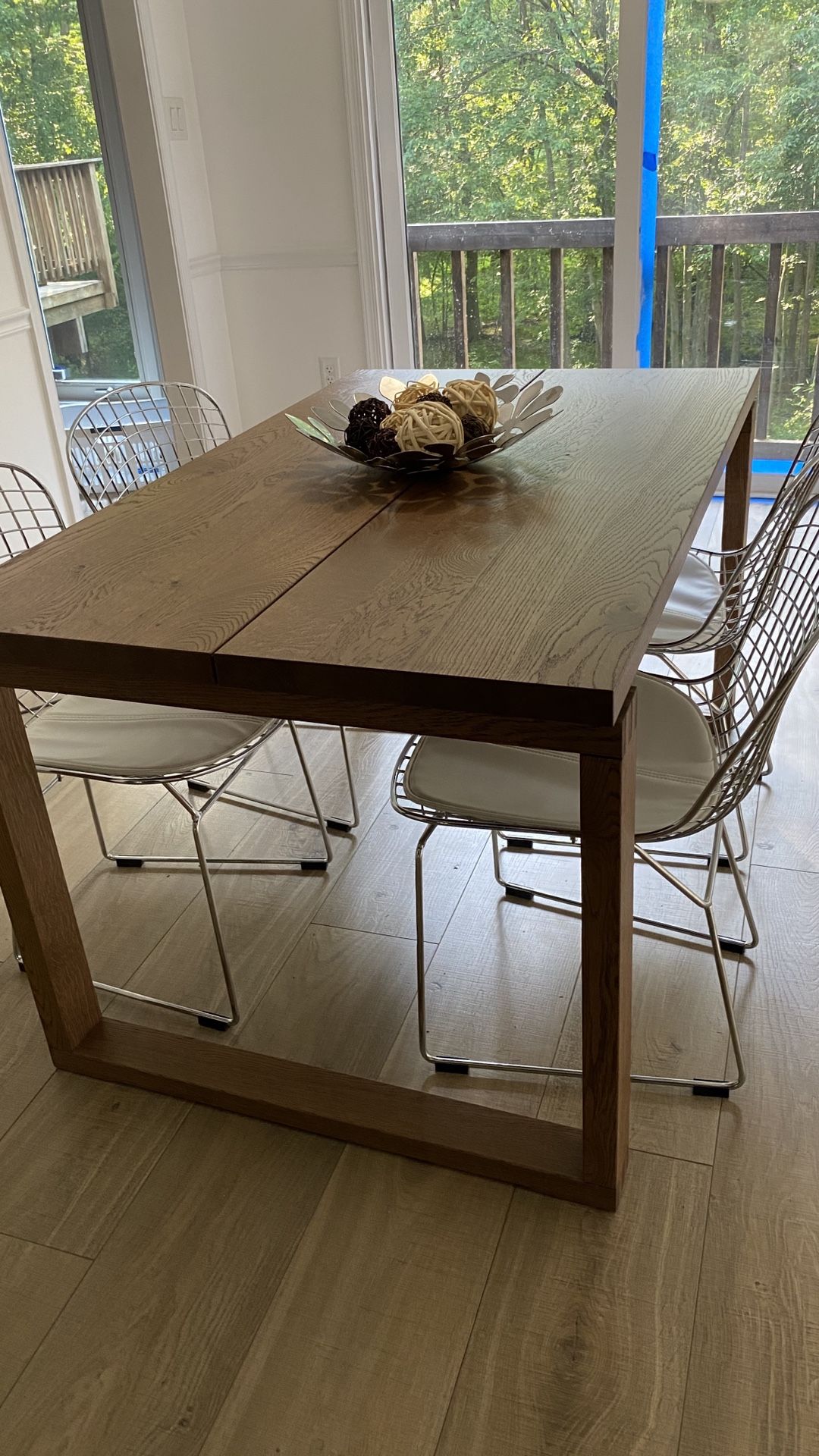 Wood dining table and four chairs
