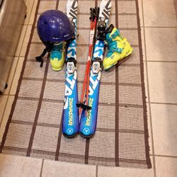 Like New 110 Skis, adjustable Boots Helmet And Poles
