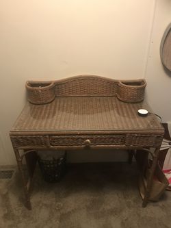 Wicker Desk w/ Glass Top