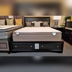 4 Pieces black color king or queen bedroom set