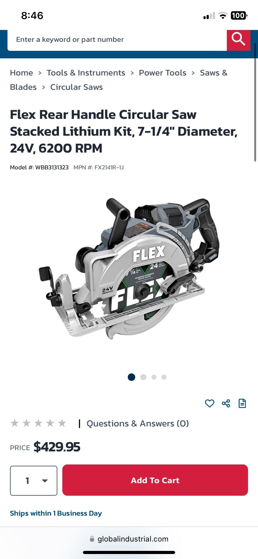 Flex 7 1/4 Skill Saw With 10 Ah Battery