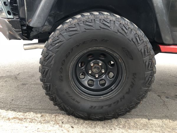 5 Goodyear Wrangler Mt R 35x12 5x15 On Steel Wheels For Sale In