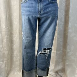 Joe’s Jeans Women’s Size 28 Cuff Crop Distressed Wakley  Medium Wash Mid-Rise
