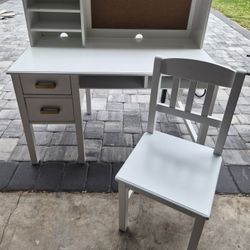White Desk with Chair-- Real Wood
