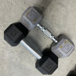 pair of 15lb rubber dumbbells. Sold as is $25