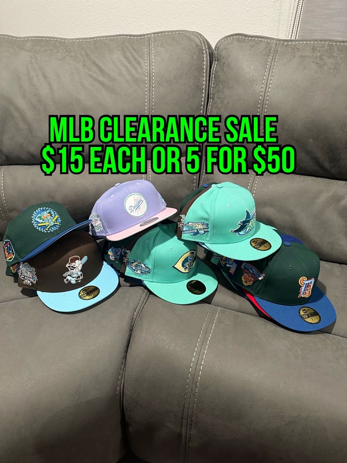 MLB New Era Dodgers, Marlins, Yankees, Rockies, Reds, Rays, Tigers, A’s And Giants 59fifty Fitted Hats
