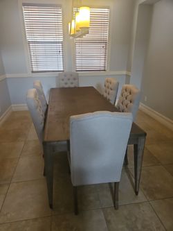 Dining Table Set with 6 Chairs and Matching Sideboard