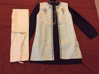 Boys 3 piece silk kurta pajama set