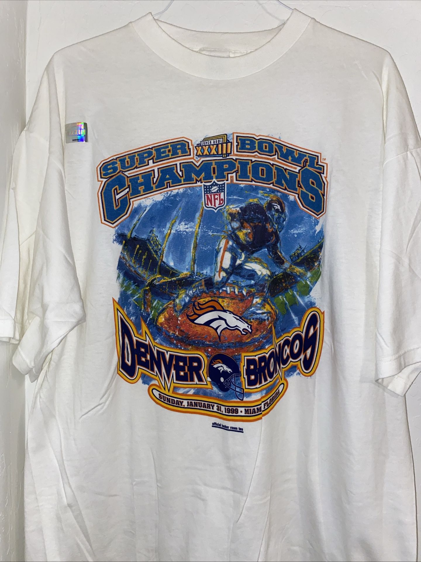 Vintage 90s DENVER BRONCOS SUPER BOWL XXXIII CHAMPS 1999 PAINTING t-shit XL