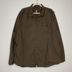 Timberland 100% Cotton Brown Button Down Men’s Shirt