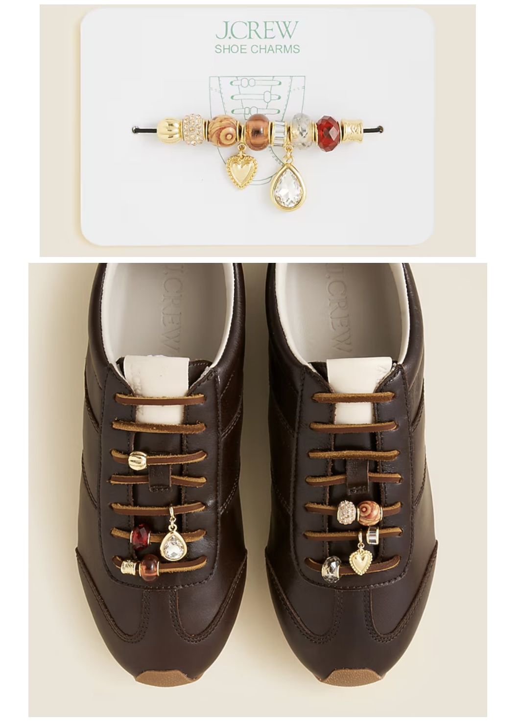 women’s J. Crew shoelace shoe teardrop charm pack - Rose Gold or Forest