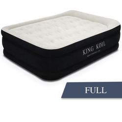 King Koil Air Mattress FULL with Built-In Pump, 20" Luxury Pillow Top Inflatable Airbed for Home, Camping, or Guests – Adjustable Firmness, Slip-Resi