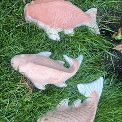 3 Handmade cement Koi Fish