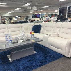 L-shaped White Gel Leather Sectional Couch For Sale (furniture Assembly) Brand New 