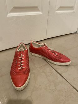 Elegant women shoes GEOX pink textile red patent leather
