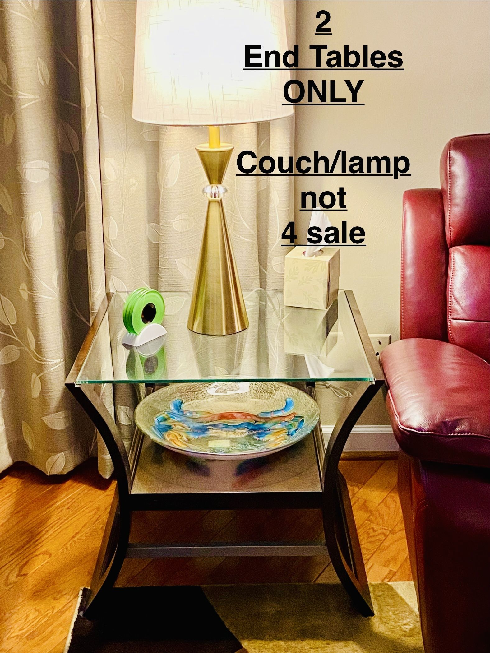 Heavy Beautiful Glass/Wood End Tables