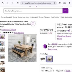 Dining Table/ Pool Table/ Ping Pong Table 