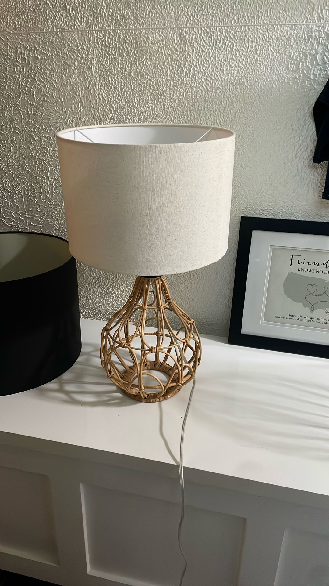 Rattan Table Lamp With Black Table Lamp