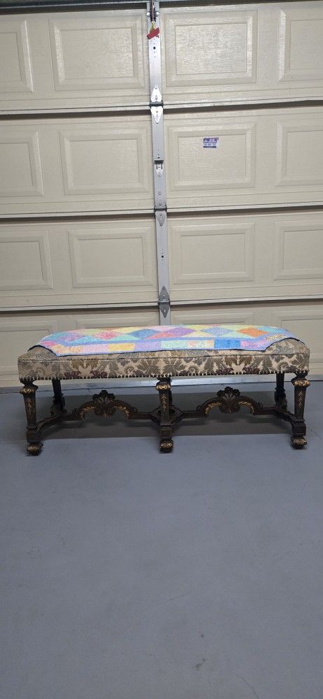 Antique Louis XIV style french empire bench ottoman old