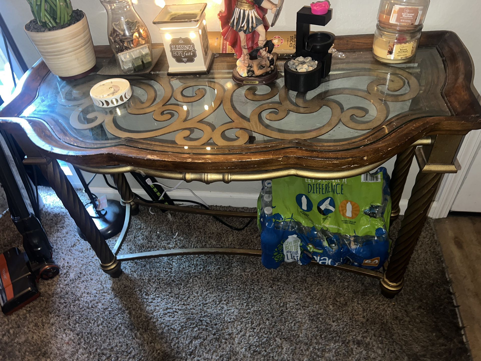 Vintage Glass Entry Table 