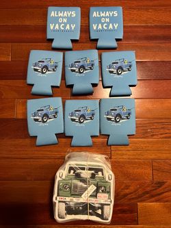 Always On Vacay Nantucket Set of 8 Insulated Can Koozie Cover & 250 Stickers