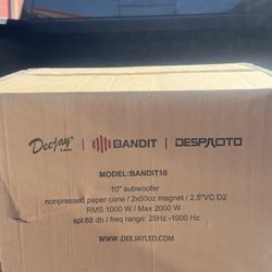 DEEJAY LED BANDIT10 Despacito Single 10-inch Subwoofer in A Box Cabinet 1000 Wrms 2000 Watts Peak with Grill Guard and Two Voice Coils 4 ohms Each