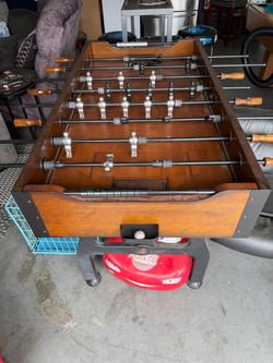 Wood and metal foosball table