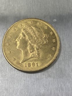 1891 Liberty Head $20 Dollars Gold Coin