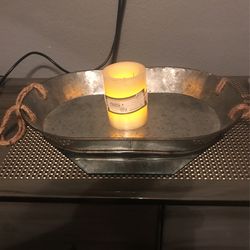 Galvanized Serving Tray With Roped Handles (decor)