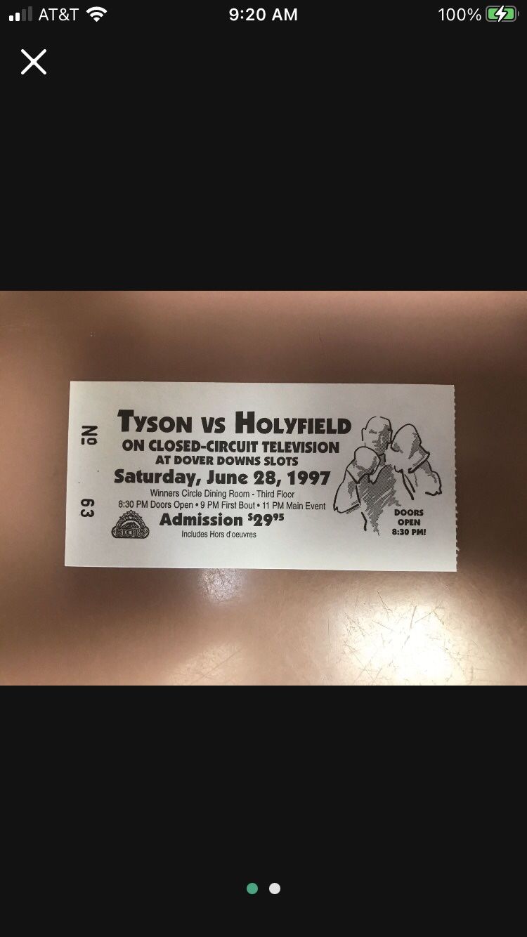 Mike Tyson vs Evander Holyfield II “Ear Bite” Original Boxing Ticket