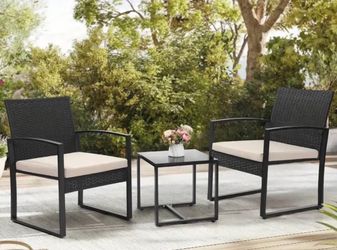 NEW 3-Piece Wicker Rattan Patio Conversation Set – $100 FIRM