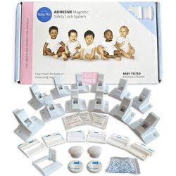 Baby Cabinet Safety Locks – Child Proof Adhesive Locks w/ Keys (12 Pack)