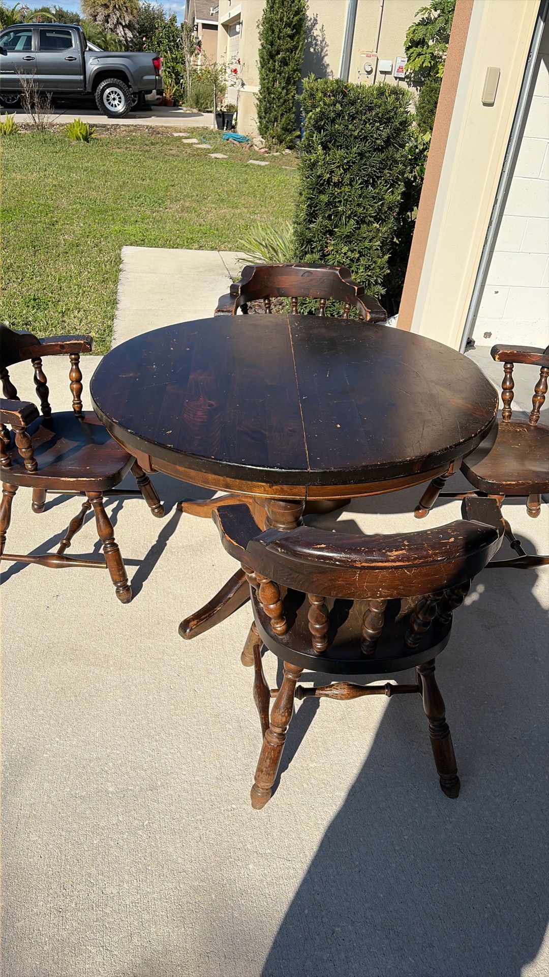 Antique Haywood Wakefield Dining Room Table with Five Chairs