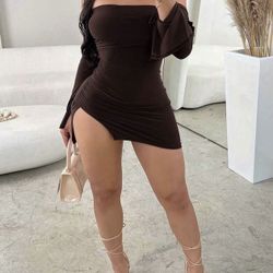 Party dress Going Out Dress Short Dress Brown Womens Clothing 